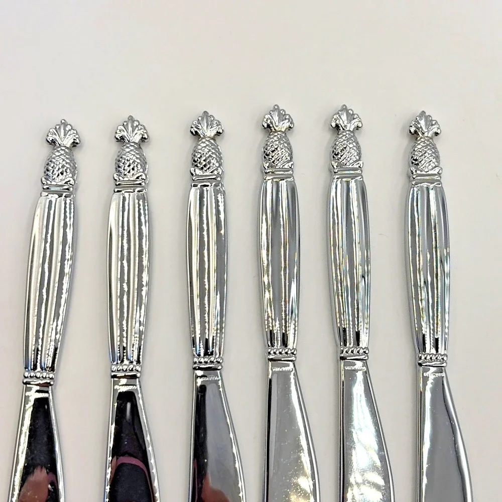 Godinger‎ Pineapple Silverplate Set of 6 Pate Spreaders Butter Cheese